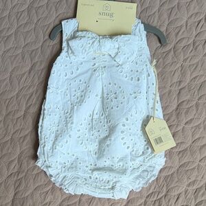 Snug White Eyelet Baby Diaper Cover